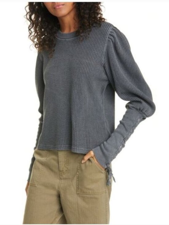 Tops - $68 Free People Tasha Thermal Shirt Light Charcoal Size XS